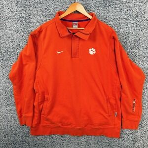 Vintage Nike Clemson Tigers Sweatshirt Mens 2XL Orange Football Quarter Zip XXL